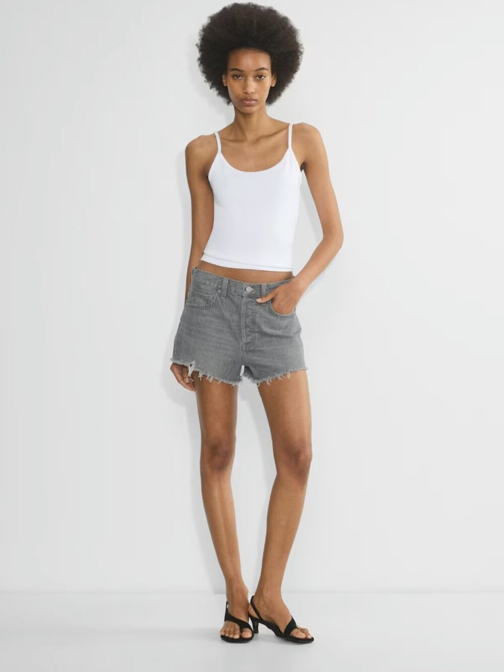 Aritzia Denim Forum Ex Boyfriend Denim Shorts in Gunmetal Grey